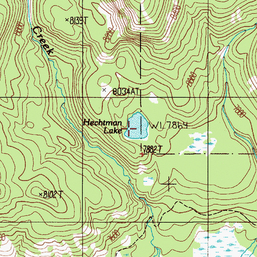 Topographic Map of Hechtman Lake, WY