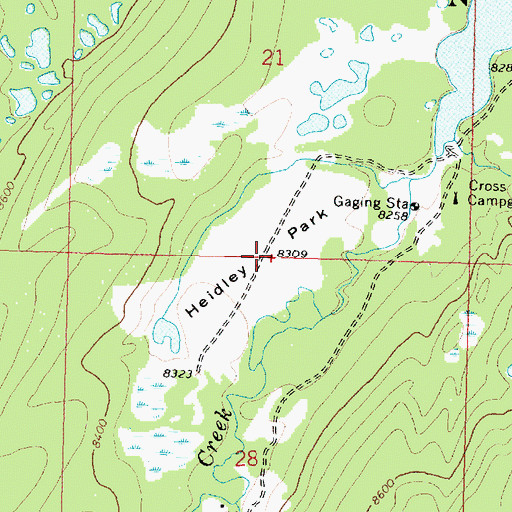 Topographic Map of Heidley Park, WY
