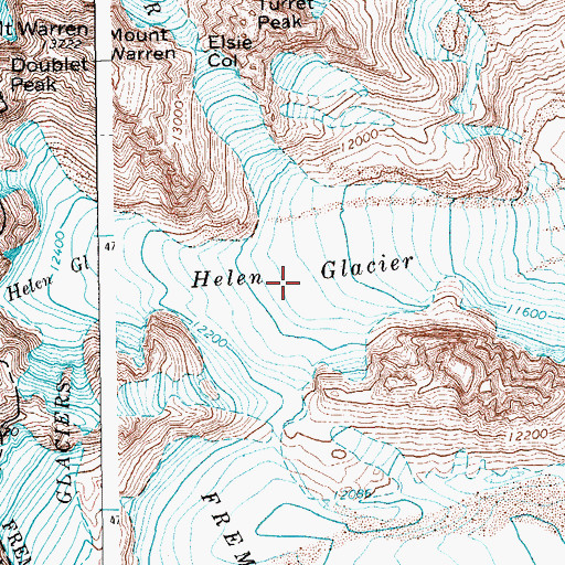 Topographic Map of Helen Glacier, WY