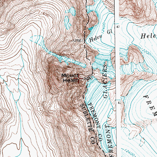 Topographic Map of Mount Helen, WY
