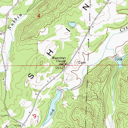 Topographic Map of Mannings Chapel, AL