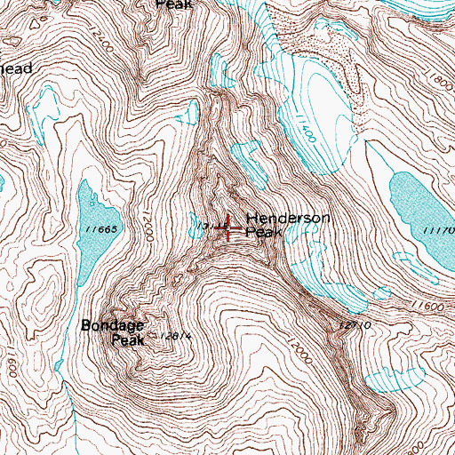 Topographic Map of Henderson Peak, WY