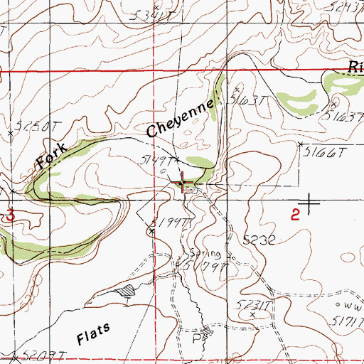 Topographic Map of Henry Ranch, WY