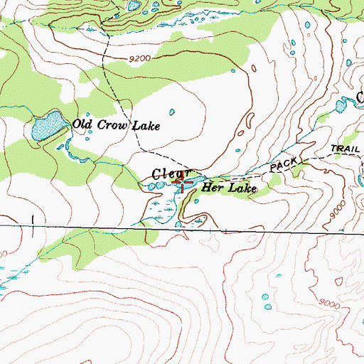 Topographic Map of Her Lake, WY
