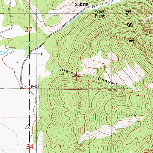 Topographic Map of Herman Canyon, WY