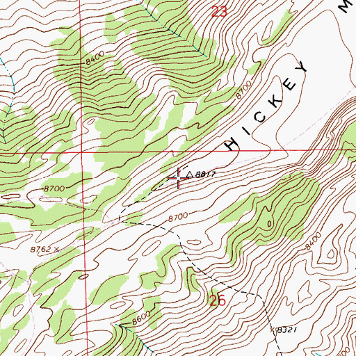 Topographic Map of Hickey Mountain, WY