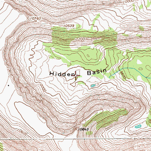 Topographic Map of Hidden Basin, WY