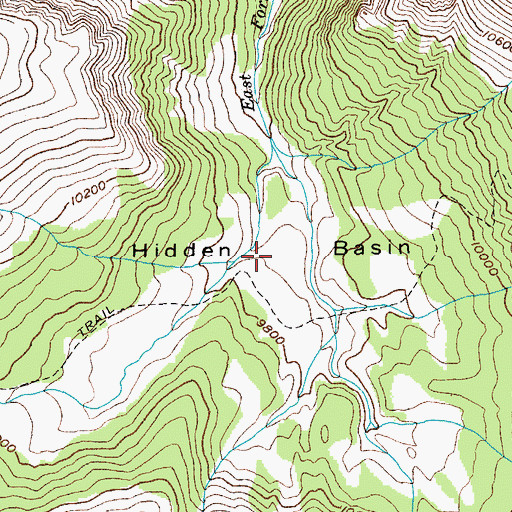 Topographic Map of Hidden Basin, WY