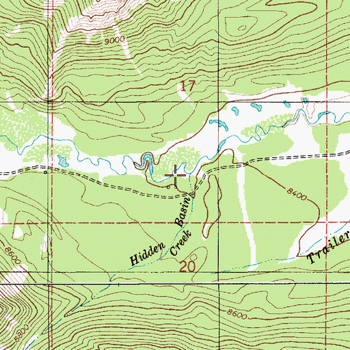 Topographic Map of Hidden Basin Creek, WY