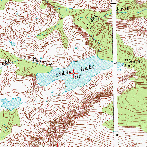 Topographic Map of Hidden Lake, WY