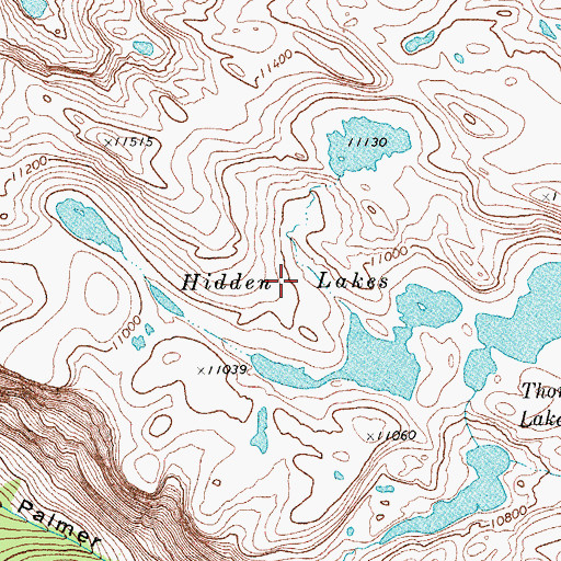 Topographic Map of Hidden Lakes, WY
