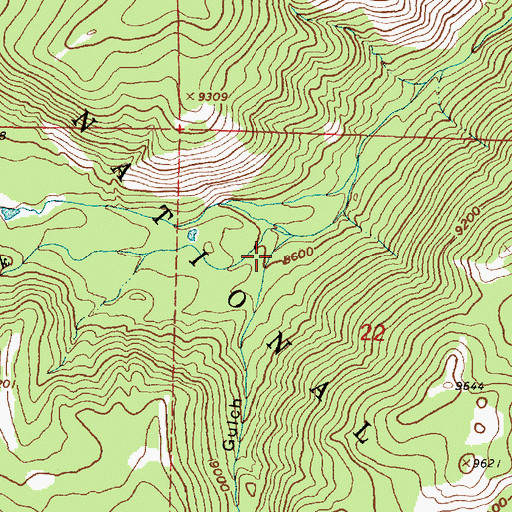 Topographic Map of Hidden Treasure Gulch, WY