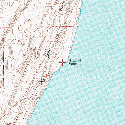 Topographic Map of Higgins Point, WY