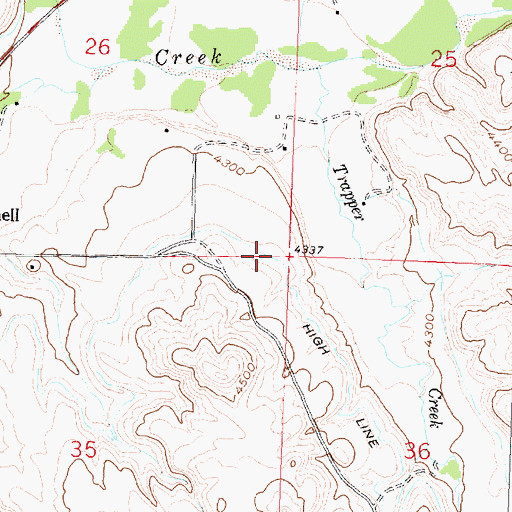 Topographic Map of High Line Ditch, WY