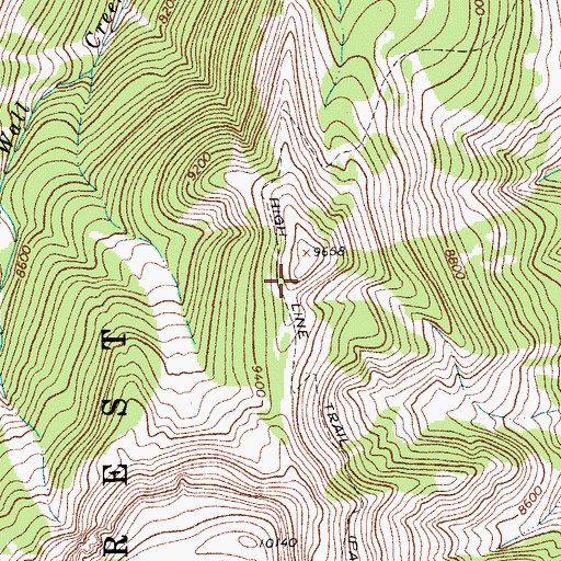 Topographic Map of High Line Trail, WY