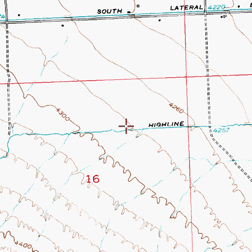 Topographic Map of Highline Ditch, WY