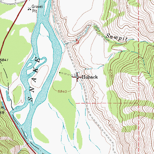 Topographic Map of Hoback, WY