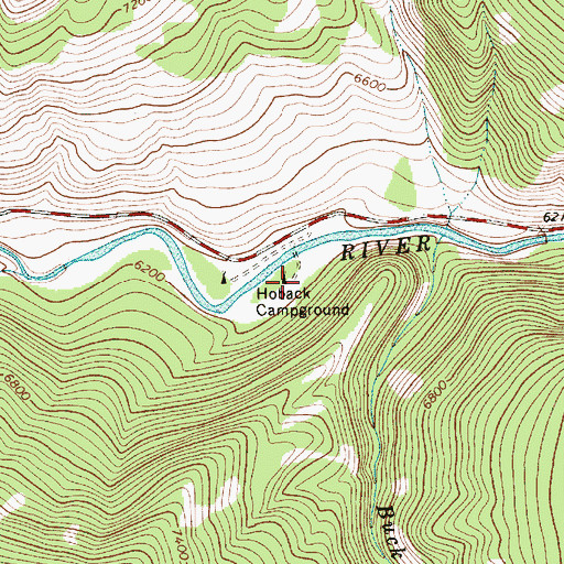 Topographic Map of Hoback Campground, WY