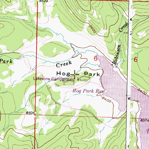 Topographic Map of Hog Park, WY