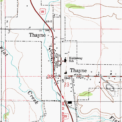 Topographic Map of Holdaway Elementary School, WY