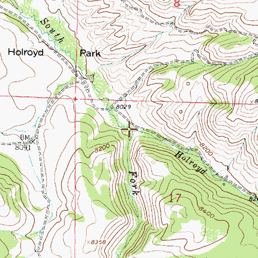 Topographic Map of Holroyd Creek, WY
