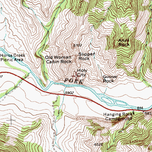 Topographic Map of Holy City, WY