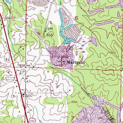 Topographic Map of Marigold, AL
