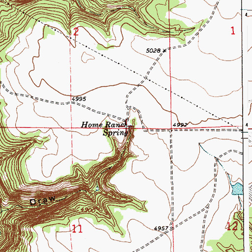 Topographic Map of Home Ranch Spring, WY