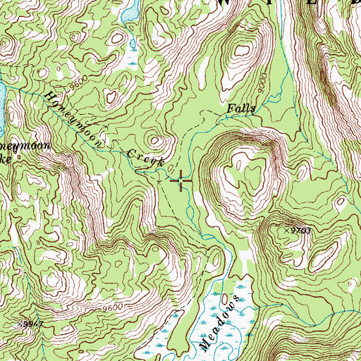Topographic Map of Honeymoon Creek, WY