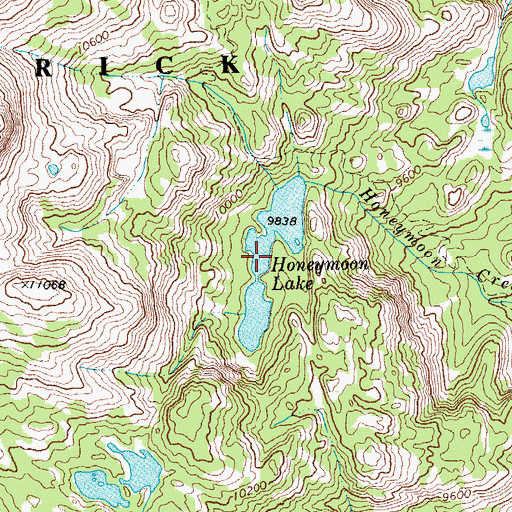Topographic Map of Honeymoon Lake, WY