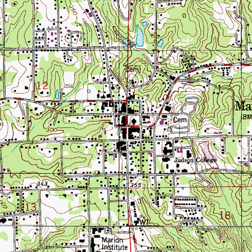 Topographic Map of Marion, AL