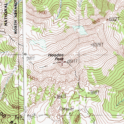 Topographic Map of Hoodoo Peak, WY