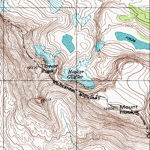 Topographic Map of Hooker Glacier, WY