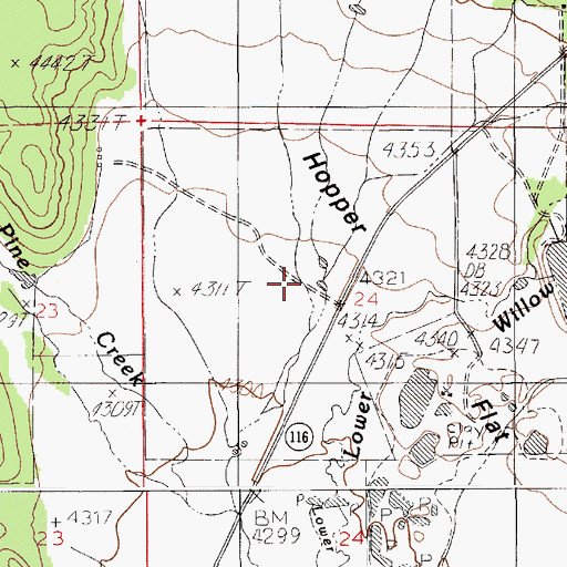 Topographic Map of Hopper Flat, WY