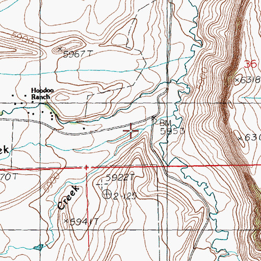 Topographic Map of Horner Creek, WY