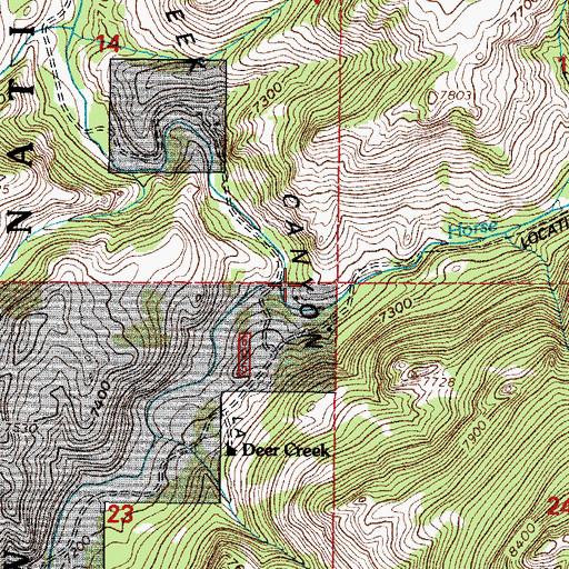 Topographic Map of Horse Creek, WY
