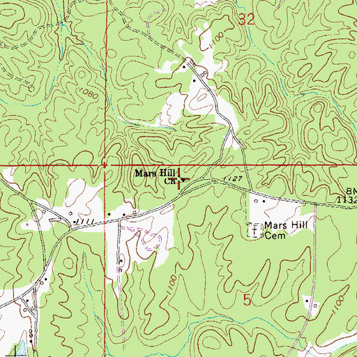 Topographic Map of Mars Hill Church, AL