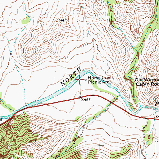Topographic Map of Horse Creek Picnic Area, WY
