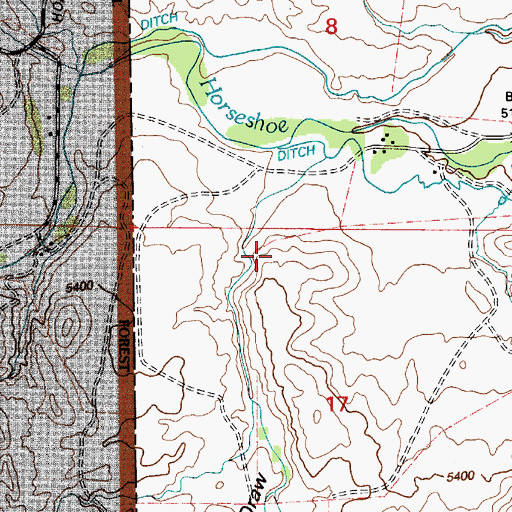 Topographic Map of Horse Draw, WY