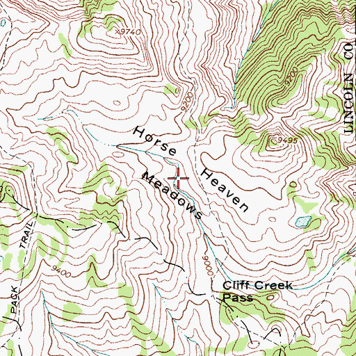 Topographic Map of Horse Heaven Meadows, WY