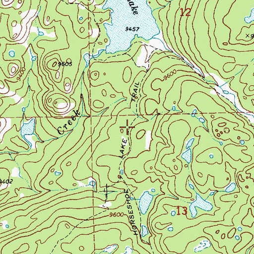 Topographic Map of Horseshoe Lake Trail, WY