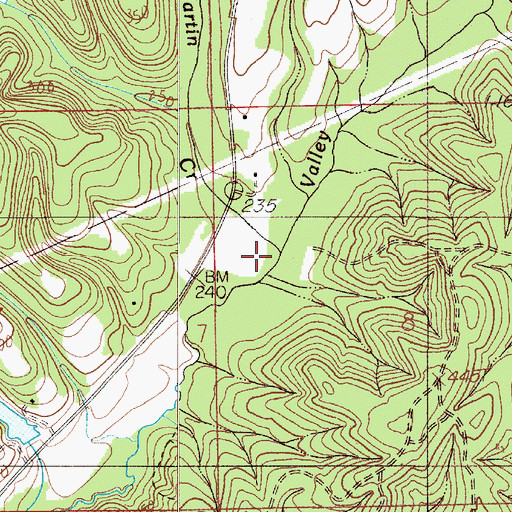 Topographic Map of Martin Creek, AL