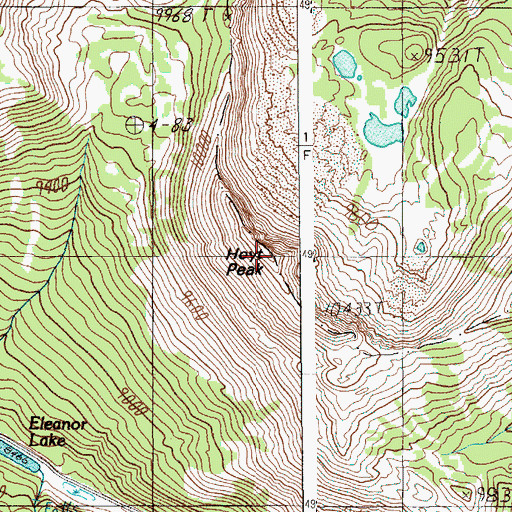 Topographic Map of Hoyt Peak, WY