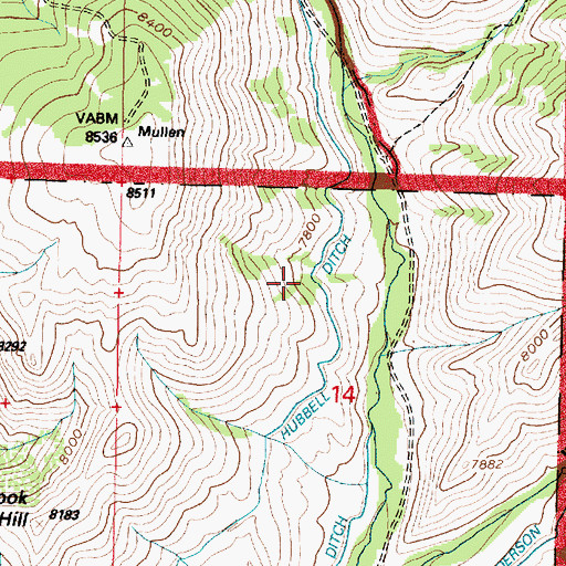Topographic Map of Hubbell Ditch, WY