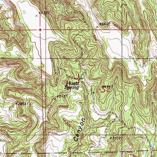 Topographic Map of Huett Spring, WY