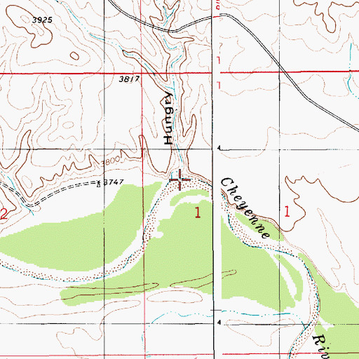 Topographic Map of Hungry Hollow, WY