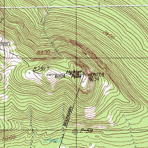 Topographic Map of Hunter Peak, WY
