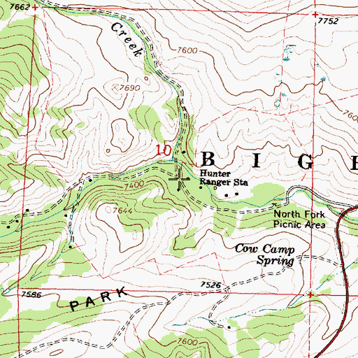 Topographic Map of Hunter Ranger Station, WY