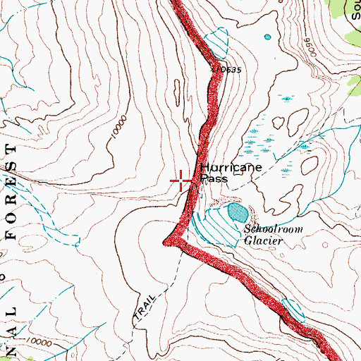 Topographic Map of Hurricane Pass, WY