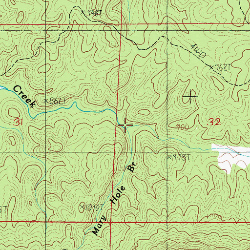 Topographic Map of Mary Hole Branch, AL